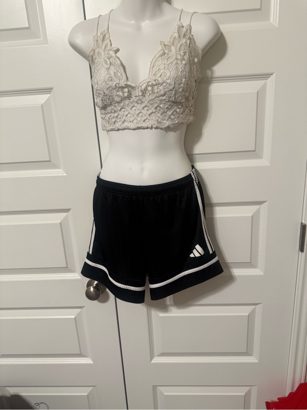 adidas Black Athletic Shorts with White Trim